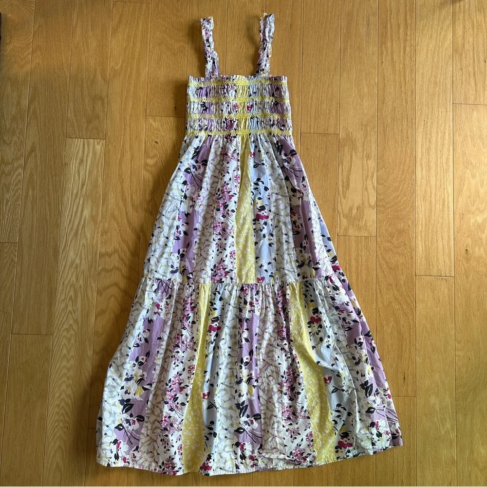 French Connection Floral Smocked Pleated Sundress Maxi Country Cottage Boho 0 - Picture 6 of 7